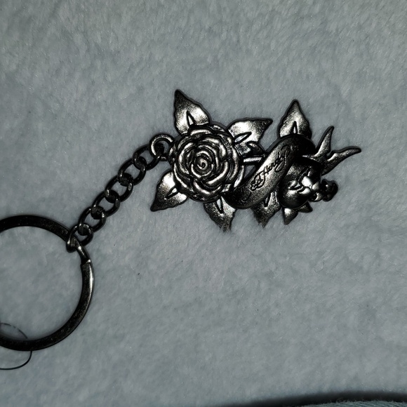 NWT Ed Hardy Denim Rhinestone Skull Crossbody Bag - Picture 6 of 14